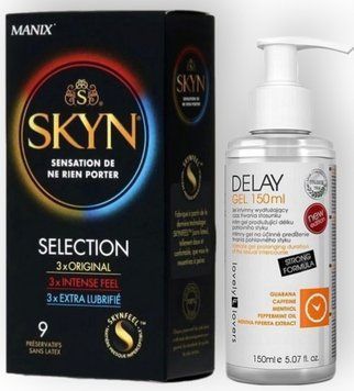Набор из SKYN Selection (9 шт) + Пролонгатор Lovely Lovers Delay Gel (150мл) SOS8880 фото