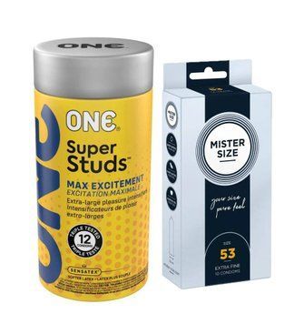 ONE Super Studs Pack &ndash; 12 шт та Mister Size - Pure Feel - 53 (10 шт) SOS985 фото