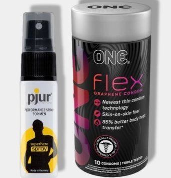 ONE Flex Graphene, 10 шт - Пролонгатор pjur Superhero Spray 20 мл SOS6060 фото