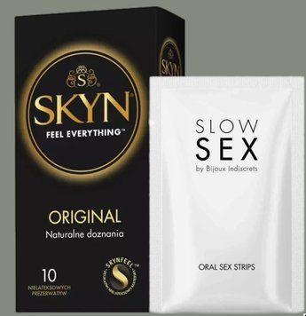Комплект SKYN Original 10 шт + Смужки Bijoux Indiscrets Slow Sex Oral sex strips SOS5829 фото