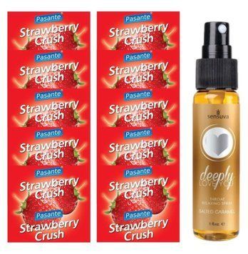 Набор Pasante Strawberry Crush 10 шт + Sensuva Deeply Love You &ndash; Salted Caramel, 29 мл SOS13982 фото