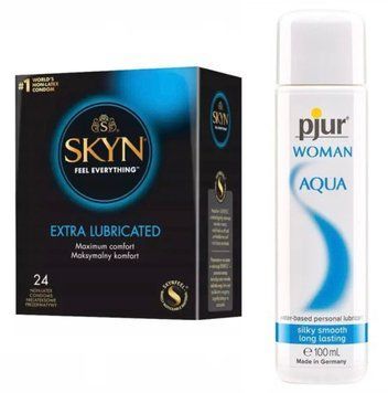 Набір: SKYN Extra Lube 24 шт. + Лубрикант pjur Woman Aqua 100 мл SOS11787 фото