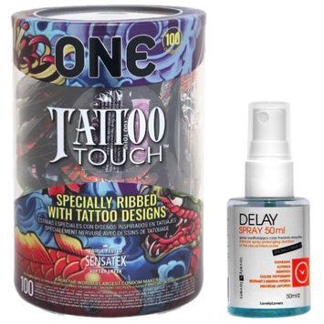 Набор из ONE Tattoo Touch, 100 шт + Пролонгатор LOVELY LOVERS DELAY SPRAY 50 ML SOS9167 фото