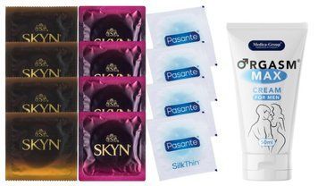 Комплект: Пролонгатор Medica-Group Orgasm Max 50 мл + 8 шт SKYN + 4 шт Pasante Silk SOS10955 фото