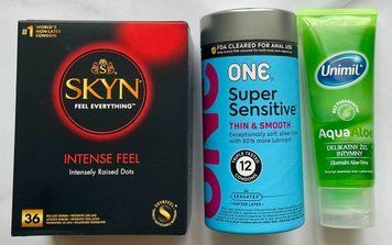 Комплект 48 шт - Skyn Intense feel, ONE Super Sensitive + Лубрикант Unimil AquaAloe, 80 мл SOS1472 фото