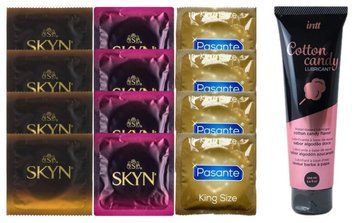 Комплект: Лубрикант Intt Cotton Candy (100 мл) + 8 шт. SKYN + 4 шт. Pasante King Size SOS10436 фото