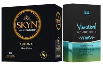 SKYN ORIGINAL 40 шт + Intt Vibration Gin Tonic (15 мл) SOS7087 фото