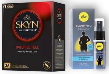 Набір з SKYN Intense Feel (36 шт) + Пролонгатор pjur Superhero Ultimate Spray (20 мл) SOS8967 фото