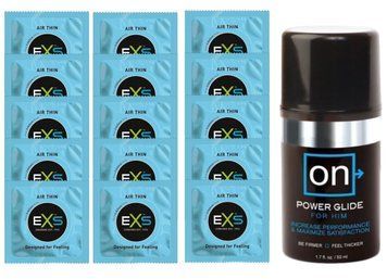 Комплект EXS Air Thin 15 шт + Sensuva ON Power Glide For Him, 50 мл SOS14769 фото