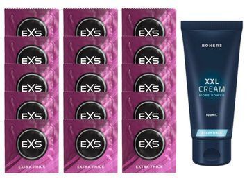 Комплект EXS Extra Thick 15 шт + Boners Erection Cream SOS14738 фото