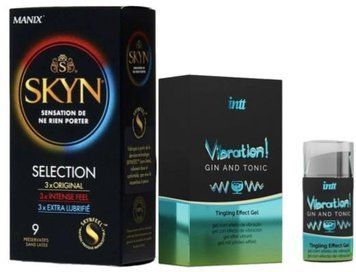 Набор из SKYN Selection (9 шт) + Жидкий вибратор Intt Vibration Gin Tonic (15 мл) SOS9688 фото