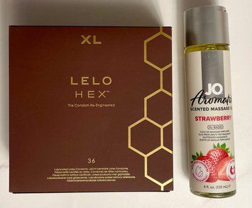 Комплект LELO HEX Respect XL 36 Pack + System JO Aromatix &mdash; Massage Oil &mdash; Strawberry 120 м SOS1622 фото