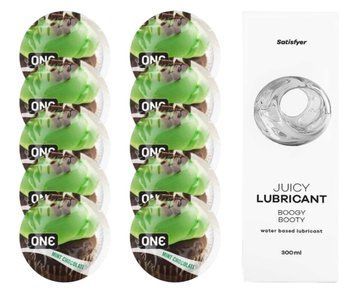 Комплект ONE Mint Chocolate 10 шт. + Лубрикант Satisfyer Juicy Lubricant Boogy Booty (300 мл) SOS12386 фото