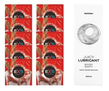 Комплект: EXS STRAWBERRY SUNDAE 10 шт. + Лубрикант Satisfyer Boogy Booty 300 мл SOS11446 фото