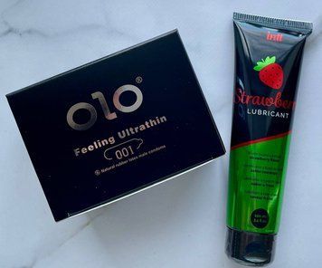 Набор OLO Feeling Ultrathin &ndash; ультратонкие -001 (10 штук) + Лубрикант на водной основе Intt Strawberry (100 мл) SOS1178 фото