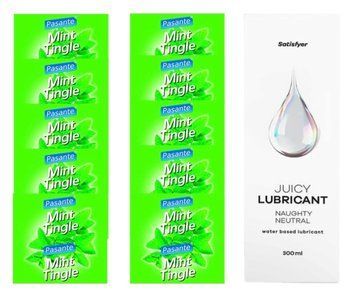 Комплект Pasante Mint 10шт. + Лубрикант Satisfyer Juicy Lubricant Naughty Neutral 300 мл SOS11687 фото