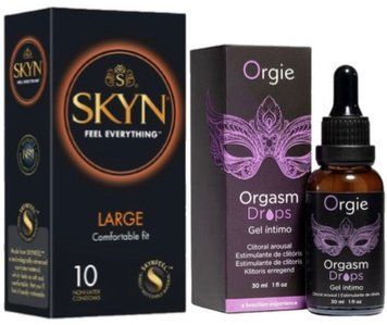 Набір з 10 шт SKYN Large + Збуджувальні краплі Orgie Orgasm Drops, 30 мл SOS10334 фото