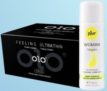 Набор OLO - ультратонкие -001 (10 штук) + Лубрикант pjur Woman Vegan 30 мл  SOS4524 фото