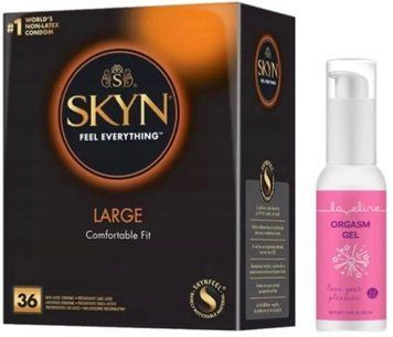 Набір з SKYN Large (36 шт) + стимулятор Loveline Orgasm Gel (50 мл)  SOS9938 фото