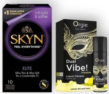 SKYN Elite 10 шт + Orgie Dual Vibe! Lemon Gin And Tonic 15 мл SOS6903 фото