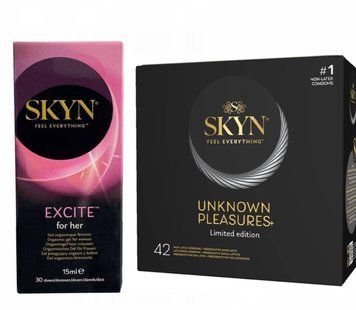 Набір : SKYN Excite Orgasmic Gel for Her 15 мл (стимулюючий гель) та SKYN Unknown Pleasures+ &ndash; 42 шт SOS658 фото