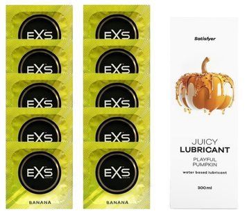 Комплект: из EXS Banana 10 шт + Лубрикант Satisfyer Juicy Playful Pumpkin water based 300 мл SOS11346 фото