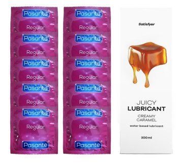 Комплект Pasante Regular 10 шт. + Лубрикант Satisfyer Juicy Lubricant Creamy Caramel (300 мл) SOS12136 фото