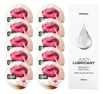 Комплект 𝐎𝐍𝐄 Bubblegum 10 шт. + Лубрикант Satisfyer Juicy Lubricant Naughty Neutral (300 мл) SOS12236 фото