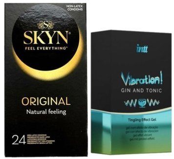Набір з SKYN ORIGINAL 24 шт + Рідкий вібратор Intt Vibration Gin Tonic (15 мл)  SOS9988 фото