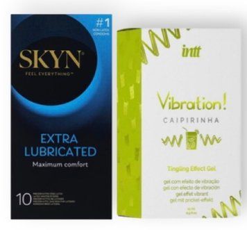 Skyn Exstra Lube 10 штук + Intt Vibration Caipirinha (15 мл) SOS6987 фото