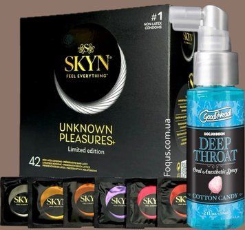 Набір SKYN Pleasures, 42 шт-6 видів + Спрей Doc Johnson GoodHead DeepThroat Spray - Cotton Candy 59 мл  SOS5166 фото