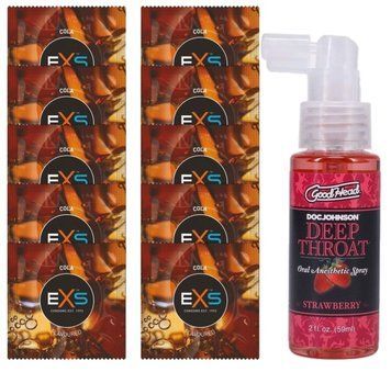 EXS CRAZY COLA 10 шт + Doc Johnson DeepThroat Spray &ndash; Sweet Strawberry (59 мл) SOS14107 фото