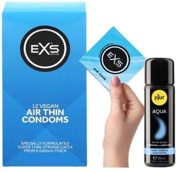 Комплект EXS Air Thin 12 шт + Pjur Aqua 30 мл SOS13590 фото