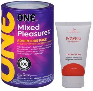 Набор из ONE Mixed Pleasures 100 шт + Пролонгатор Doc Johnson Power+ с Yohimbe Delay Cream For Men 56 г SOS9478 фото