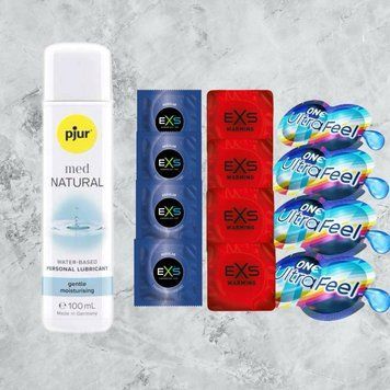 Комплект 18 штук EXS + ONE - Лубрикант pjur MED Natural Glide, 100 мл SOS4762 фото