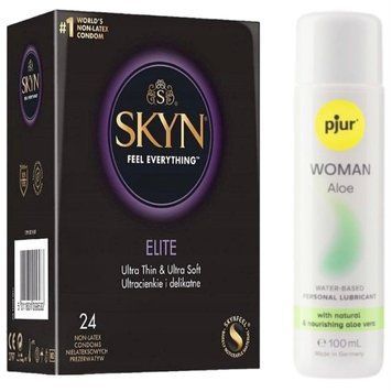 Комплект SKYN Elite 24 шт + Pjur Woman Aloe 100 мл SOS13290 фото