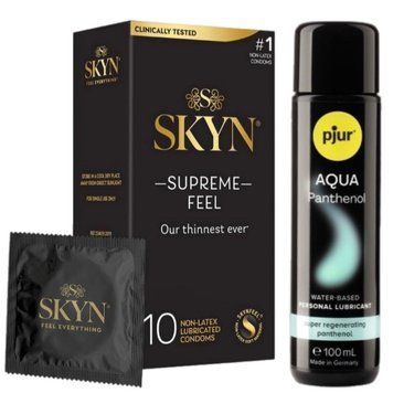 Комплект Skyn ​​Supreme Feel 10 шт + pjur Aqua Panthenol 100 мл SOS13340 фото
