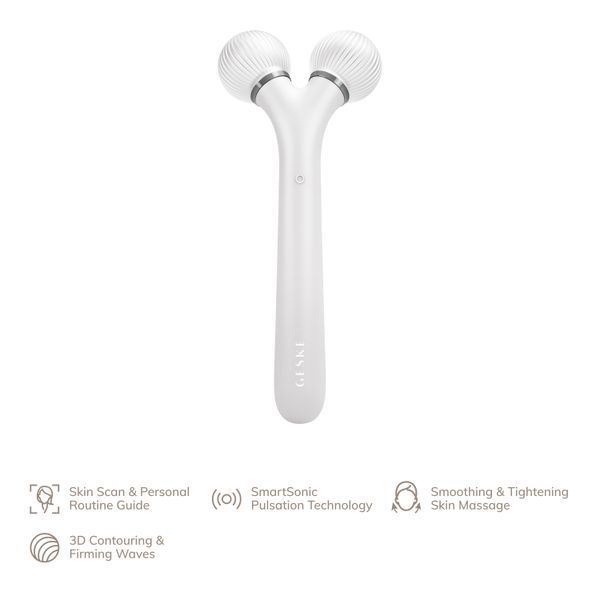 Електронний ультразвуковий ролик для обличчя GESKE Sonic Facial Roller 4в1 white HB0183 фото