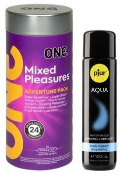 Комплект ONE Mixed Pleasures 24 шт + Pjur Aqua 100 мл SOS12992 фото