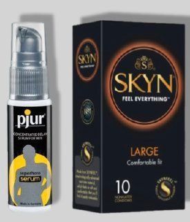 SKYN Large 10 шт + Пролонгатор pjur Superhero Serum 20 мл SOS5630 фото