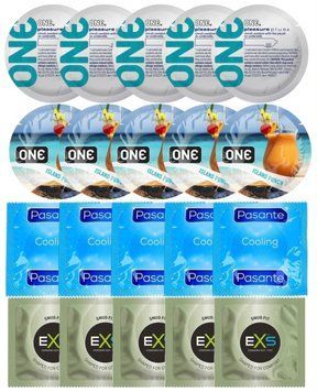 Набір 20 шт ONE Pleasure Plus + ONE Island Punch + Pasante Cooling + EXS Snug Fit SOS7288 фото
