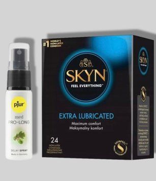 SKYN Extra Lube 24 шт + Пролонгатор pjur MED Prolong Spray 20 мл SOS5680 фото