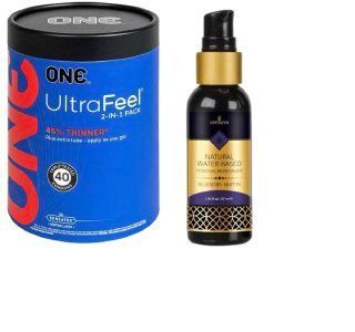 ONE UltraFeel 2-в-1. 40 шт.+  Смазка на водной основе Sensuva Natural Water-Based Blueberry Muffin 57мл SOS6461 фото