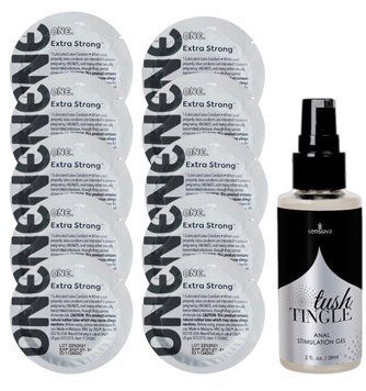 Комплект ONE Extra Strong 10 шт + Sensuva Tush Tingle (50 мл) SOS14158 фото