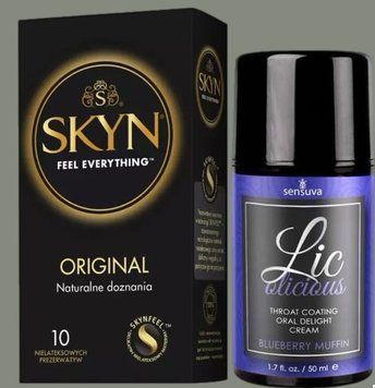 Комплект SKYN Original 10 шт + Гель  Sensuva - Lic-o-licious Blueberry Muffin (50 мл) SOS5830 фото