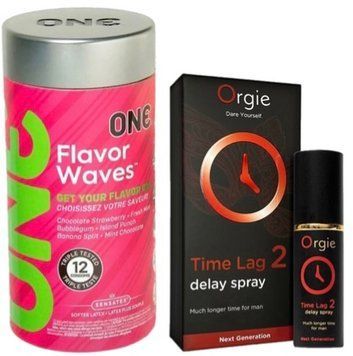 Набор из 12 шт ONE Flavor Waves + Пролонгатор Orgie Time Lag 2 Delay Spray, 10 мл SOS9329 фото