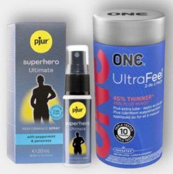 ONE UltraFeel 10 шт - Пролонгатор pjur Superhero Ultimate Spray 20 мл SOS6312 фото