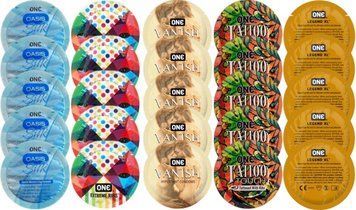 Набор с 25 шт One Oasis Silk + ONE Ribs + ONE Vanish + ONE Tattoo + ONE Legend XL SOS8343 фото