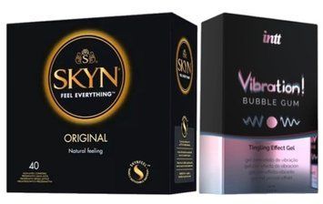 SKYN ORIGINAL 40 шт + Intt Vibration Bubble Gum (15 мл) SOS7088 фото