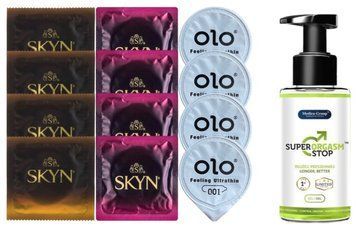 Комплект: Пролонгатор Super Orgasm Stop Гель (150 мл) + 8 шт. SKYN + 4 шт. OLO Feeling Ultrathin 001 SOS10763 фото